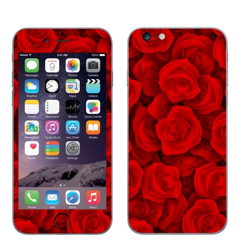 Наклейка на Телефон Apple iPhone 6 plus Красные розы,  купить в Москве – интернет-магазин Allskins, цветы, растение, красный, букет, любовь, подарки, паттерн, текстура