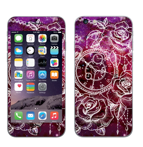 Наклейка на Телефон Apple iPhone 6 plus Пространство и время,  купить в Москве – интернет-магазин Allskins, розы, цветы, космос, время, звезда, небо, кристалл, сияние