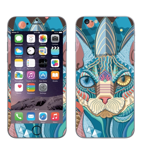 Наклейка на Телефон Apple iPhone 6 plus Немного Мехикано Космо котЭ,  купить в Москве – интернет-магазин Allskins, милые животные, космос, оригинально, животные, графика, кошка, Сфинкс