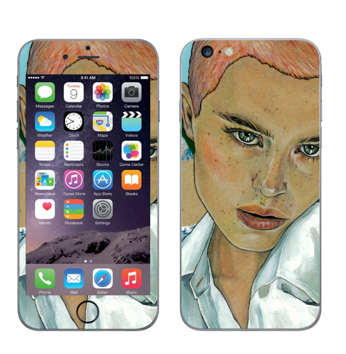 Наклейка на Телефон Apple iPhone 6 plus Морская,  купить в Москве – интернет-магазин Allskins, девушка, морская, отдых, живопись, розовый, современная, веснушки, мода