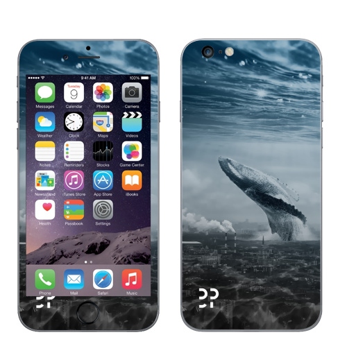 Наклейка на Телефон Apple iPhone 6 plus Кит в мегаполисе,  купить в Москве – интернет-магазин Allskins, мегаполис, киты, эвентумпремо, футуризм, будущее