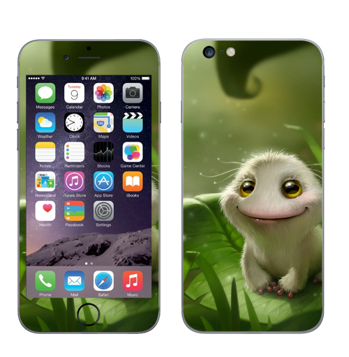Наклейка на Телефон Apple iPhone 6 plus Лягушка выздоровела,  купить в Москве – интернет-магазин Allskins, милые животные, лягушка, белая, пушистая, животные, глаз, мило, красота, реализм, выздоровела