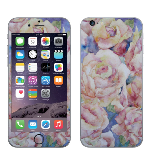 Наклейка на Телефон Apple iPhone 6 plus Розы. декор три,  купить в Москве – интернет-магазин Allskins, акварель, плакат, цветы, нежно, розовый, пастельные, тона, красота