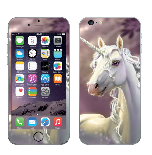 Наклейка на Телефон Apple iPhone 6 plus Единорог в лесу,  купить в Москве – интернет-магазин Allskins, единорог, лошадь, рог, рогатый, клякса, грива, лес, фонарь