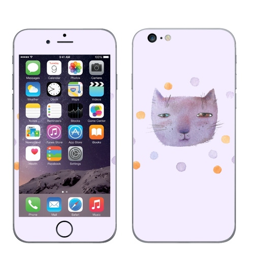 Наклейка на Телефон Apple iPhone 6 plus Котик и шары,  купить в Москве – интернет-магазин Allskins, кошка, животные, подарки, снег, лев