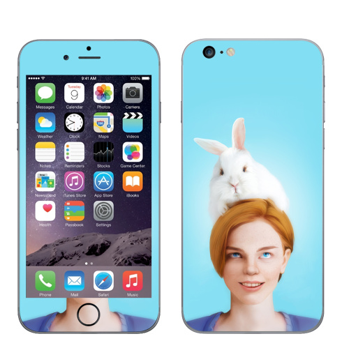 Наклейка на Телефон Apple iPhone 6 plus Алиса, следуй за белым кроликом,  купить в Москве – интернет-магазин Allskins, Алиса в стране чудес, заяц, белый