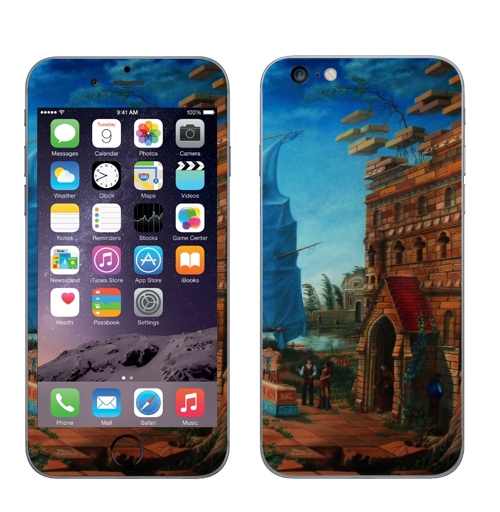 Наклейка на Телефон Apple iPhone 6 plus Переезд,  купить в Москве – интернет-магазин Allskins, Архитектура, рыбалка, Тиски, речка, Батинок