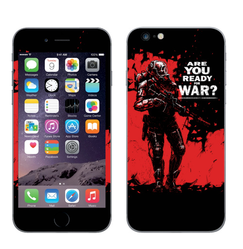 Наклейка на Телефон Apple iPhone 6 plus Солдат смерти ,  купить в Москве – интернет-магазин Allskins, военные, солдаты, оружие, красный, черный, смерть, череп