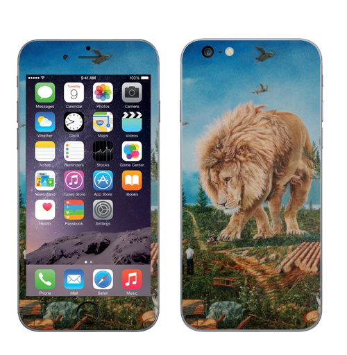 Наклейка на Телефон Apple iPhone 6 plus Зависла в фотошопе,  купить в Москве – интернет-магазин Allskins, девушка, лев, черепахи, водоем, Архитектура, природа