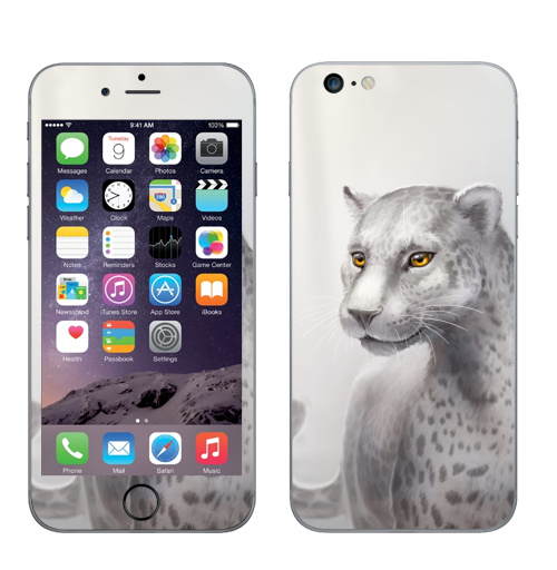 Наклейка на Телефон Apple iPhone 6 plus Серый леопард,  купить в Москве – интернет-магазин Allskins, леопард, гепард, кошка, серый, клякса, глаз
