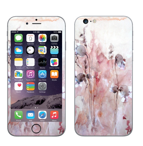 Наклейка на Телефон Apple iPhone 6 plus Осенние цветы,  купить в Москве – интернет-магазин Allskins, цветокакварель, розовый, цветы, акварель, природа, рисунки, оригинально, нежно