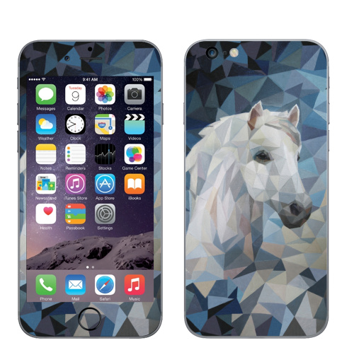 Наклейка на Телефон Apple iPhone 6 plus Белая_Лошадь,  купить в Москве – интернет-магазин Allskins, лошадь, белая, белаялошадь, полигональный, полигональная_лошадь, геометрия, абстрация, современный