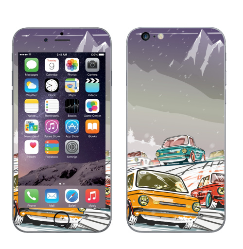 Наклейка на Телефон Apple iPhone 6 plus Ралли винтаж зимняя ночь,  купить в Москве – интернет-магазин Allskins, ралли, винтаж, автомобиль, тачка, гонки, автоспорт, спорт, горы, зима