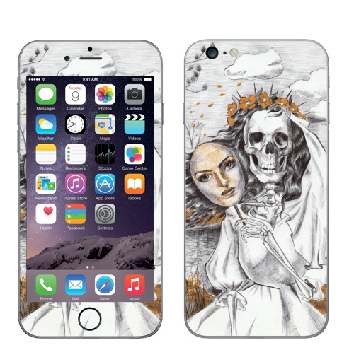 Наклейка на Телефон Apple iPhone 6 plus Последняя невеста,  купить в Москве – интернет-магазин Allskins, смерть, скелет, череп, невеста, маска, графика