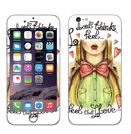 Наклейка на Телефон Apple iPhone 6 plus Я чувствую...,  купить в Москве – интернет-магазин Allskins, сердце, чувство, поцелуй, сердечки, девушка, любовь, 14 февраля