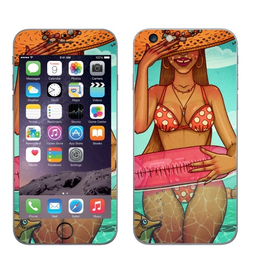 Наклейка на Телефон Apple iPhone 6 plus Летоморе,  купить в Москве – интернет-магазин Allskins, лето, морская, счастье, красота, солнце, радость, девушка