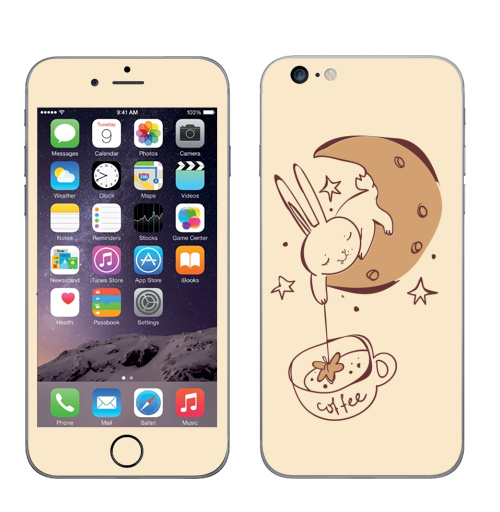 Наклейка на Телефон Apple iPhone 6 plus Звездный кофе,  купить в Москве – интернет-магазин Allskins, звезда, космос, чай и кофе, луна, заяц, магия, прикол
