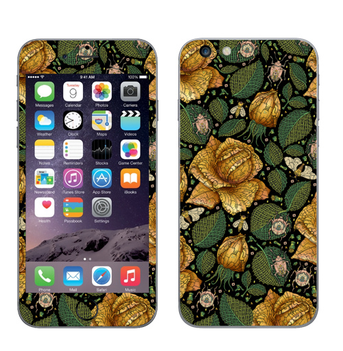 Наклейка на Телефон Apple iPhone 6 plus Fantastic flower,  купить в Москве – интернет-магазин Allskins, зеленый, желтый, Цветочек, цвет, цветы, фантазия, фантастика, иллюстация