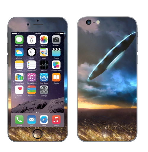 Наклейка на Телефон Apple iPhone 6 plus UFO art,  купить в Москве – интернет-магазин Allskins, пейзаж, небо, буря, космос, полёт, солнце, графика, фантастика, молнии