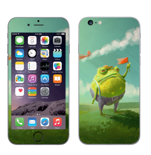 Наклейка на Телефон Apple iPhone 6 plus Мистер Жаба,  купить в Москве – интернет-магазин Allskins, милые животные, небо, цвет, детские, лягушка