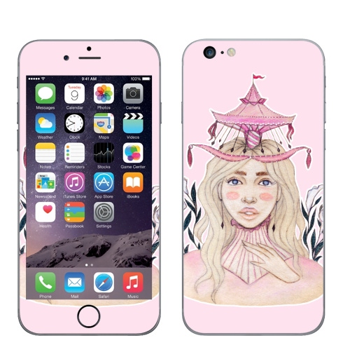 Наклейка на Телефон Apple iPhone 6 plus Карусель в голове,  купить в Москве – интернет-магазин Allskins, карусель, цирк, девушка, нежно, цветы, розовый, мило