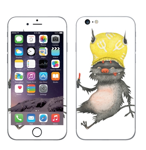Наклейка на Телефон Apple iPhone 6 plus Пять минуточек,  купить в Москве – интернет-магазин Allskins, дьявол, тыква, хэллоуин, акварель, персонажи, смешной