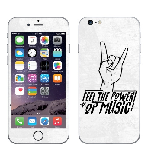 Наклейка на Телефон Apple iPhone 6 plus Feel the power of music,  купить в Москве – интернет-магазин Allskins, музыка, rock, панк, Англия