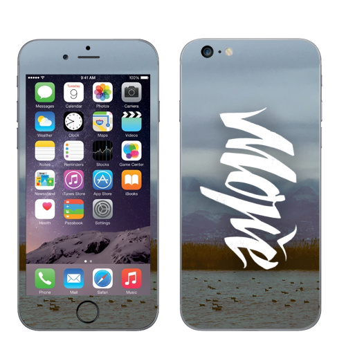 Наклейка на Телефон Apple iPhone 6 plus Море леттеринг,  купить в Москве – интернет-магазин Allskins, черно-белое, леттериннг, надписи, морская, каллиграфия