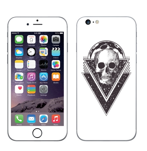 Наклейка на Телефон Apple iPhone 6 plus Геометрия мертвого космоса,  купить в Москве – интернет-магазин Allskins, черно-белое, луна, череп, космос