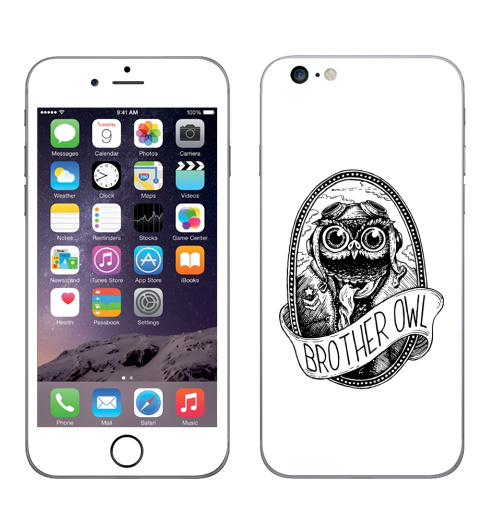 Наклейка на Телефон Apple iPhone 6 plus Брат Сова,  купить в Москве – интернет-магазин Allskins, графика, брат, братишки, сова, самолет