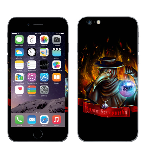 Наклейка на Телефон Apple iPhone 6 plus Чума вечеринка,  купить в Москве – интернет-магазин Allskins, чумавечеринка, чума, вечеринка, клубная, чумнойдоктор, огонь, надписи