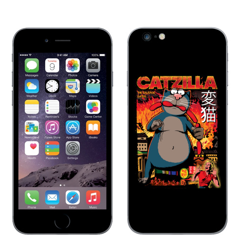 Наклейка на Телефон Apple iPhone 6 plus КОТЗИЛЛА,  купить в Москве – интернет-магазин Allskins, годзилла, кино, персонажи, котята, кошка, ужасный, пародия, прикол, приключения