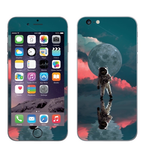 Наклейка на Телефон Apple iPhone 6 plus Я один,  купить в Москве – интернет-магазин Allskins, космос, космонавтика, одиночество, луна, небо