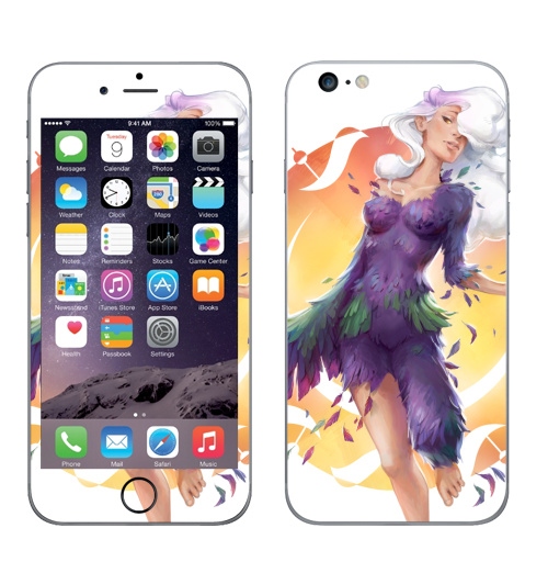 Наклейка на Телефон Apple iPhone 6 plus Разоблачение,  купить в Москве – интернет-магазин Allskins, вдохновение, нежно, миф, девушка, иллюстация, иллюстраторы, перья, облако, женьщина