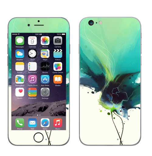 Наклейка на Телефон Apple iPhone 6 plus Абстрактное растение,  купить в Москве – интернет-магазин Allskins, абстракция, лес, флора, искусство, рисунки, акварель, брызги, краски, цветы