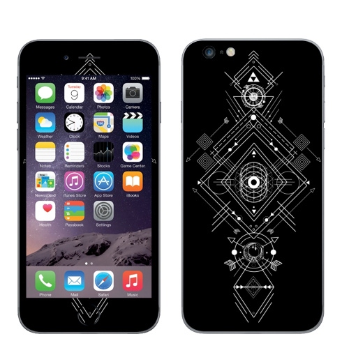 Наклейка на Телефон Apple iPhone 6 plus Мистическая геометрия,  купить в Москве – интернет-магазин Allskins, монохром, мистический, геометрический, геометрия, фигуры