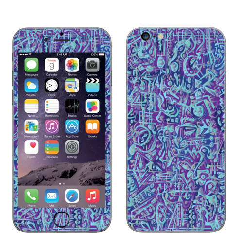 Наклейка на Телефон Apple iPhone 6 plus В мирских вещах,  купить в Москве – интернет-магазин Allskins, абстракция, абстрация, текстура, голубой, фиолетовый