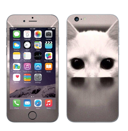 Наклейка на Телефон Apple iPhone 6 plus Сквозь...,  купить в Москве – интернет-магазин Allskins, черно-белый, киса, кошка, глаз, фотография