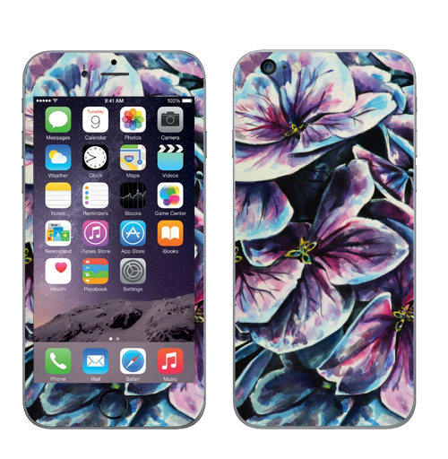 Наклейка на Телефон Apple iPhone 6 plus Фиолетовые цветы,  купить в Москве – интернет-магазин Allskins, фиолетовый, акварель, цветокакварель, цветы
