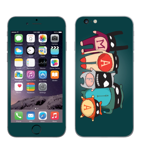 Наклейка на Телефон Apple iPhone 6 plus The mafia,  купить в Москве – интернет-магазин Allskins, семейные, желтый, голубой, черный, детские, маска, мафия, монстры, 300 Лучших работ, милые животные