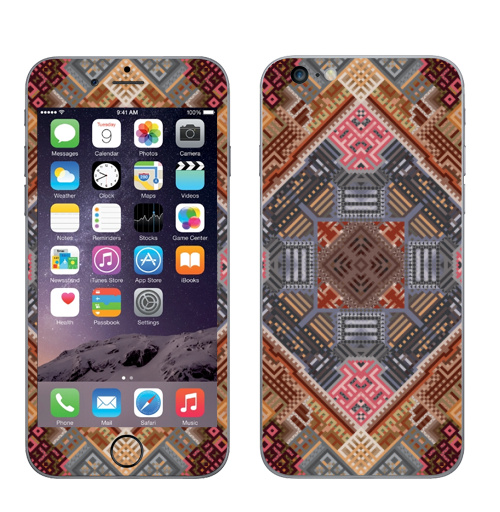 Наклейка на Телефон Apple iPhone 6 plus Темперамент,  купить в Москве – интернет-магазин Allskins, абстракция, текстура, психоделичный, коричневый, узор