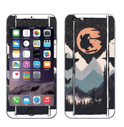 Наклейка на Телефон Apple iPhone 6 plus Дикий Флип,  купить в Москве – интернет-магазин Allskins, горы, медведь, скейтборд, сова, луна, лес