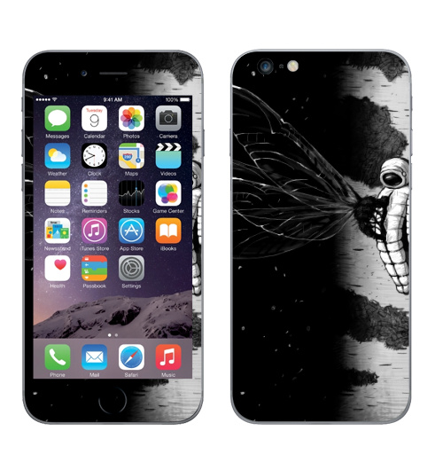 Наклейка на Телефон Apple iPhone 6 plus Береза,  купить в Москве – интернет-магазин Allskins, сюрреализм, астронавт, космос, фантастика, черно-белое, берёзки, космонавтика