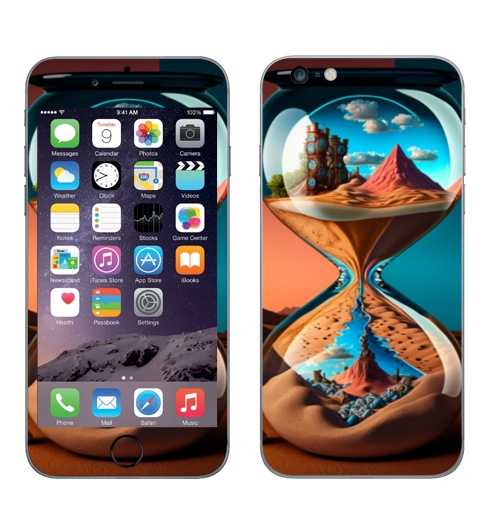 Наклейка на Телефон Apple iPhone 6 plus Психологическая насыщенность игрушечных песочных часов,  купить в Москве – интернет-магазин Allskins, стритарт, песочные часы, читатель