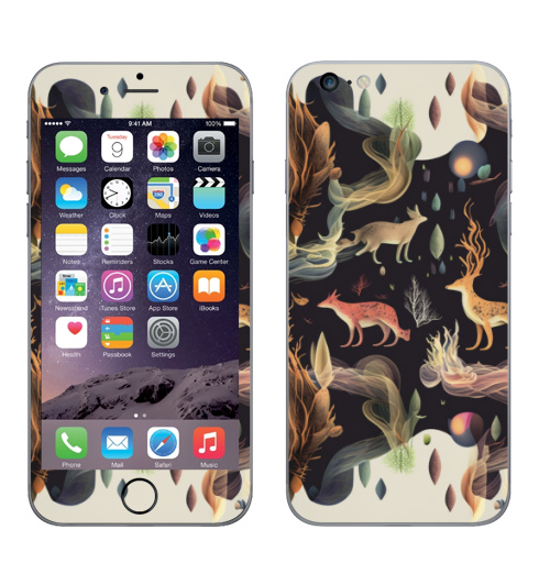 Наклейка на Телефон Apple iPhone 6 plus Волшебные олени,  купить в Москве – интернет-магазин Allskins, абстракия, олень