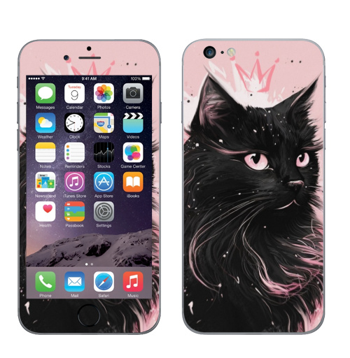Наклейка на Телефон Apple iPhone 6 plus Властительница мурлыканья,  купить в Москве – интернет-магазин Allskins, сарказм, кошка, корона, королева, черный, кота, пушистая, розовый