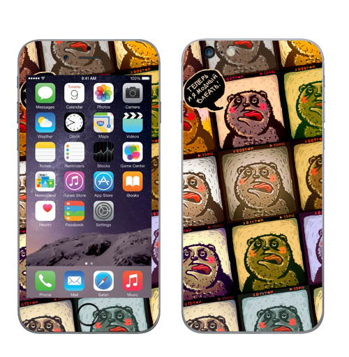 Наклейка на Телефон Apple iPhone 6 plus Инста медвед,  купить в Москве – интернет-магазин Allskins, фотография, медведь, инстаграм, приложение