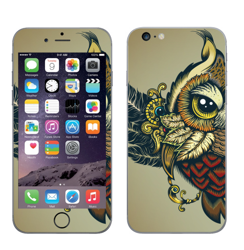 Наклейка на Телефон Apple iPhone 6 plus Совуха,  купить в Москве – интернет-магазин Allskins, милые животные, 300 Лучших работ, сова, птицы, королева, цвет