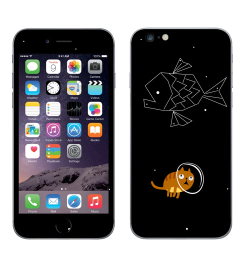 Наклейка на Телефон Apple iPhone 6 plus Звездный кот,  купить в Москве – интернет-магазин Allskins, дайвинг, звёзды и войны, зодиак, полёт, кошка, космос, рыба, космокот