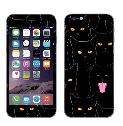 Наклейка на Телефон Apple iPhone 6 plus Котики detected,  купить в Москве – интернет-магазин Allskins, кошка, глаз, графика, улыбка, животные, 300 Лучших работ